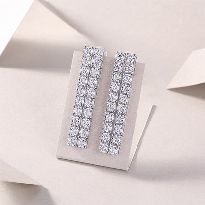 Sophisticated Line Design Moissanite Earrings for Women