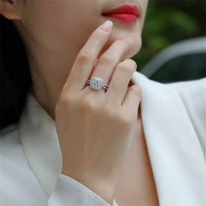 Sophisticated Round Cut Silver Ring with 1 Carat Stone