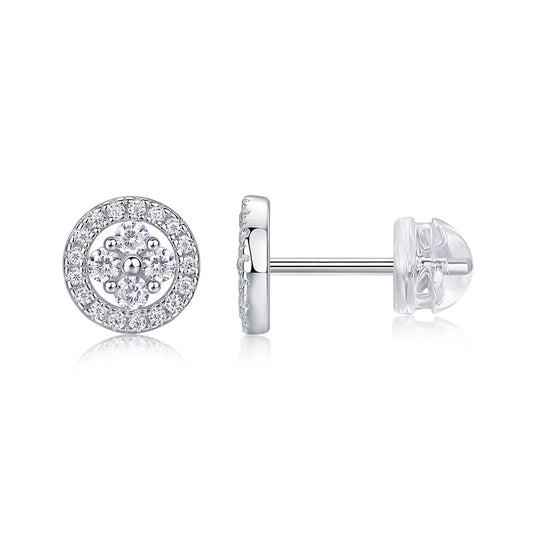 Sophisticated Round Diamond Earrings in 925 Silver