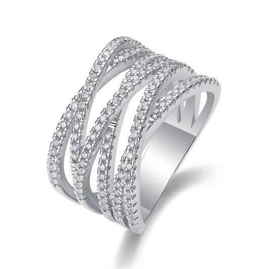 Sophisticated Round Diamond Ring in 925 Silver