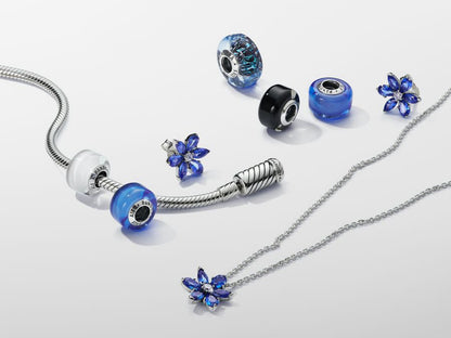 Sparkling Blue Herbarium Cluster Pendant Necklace