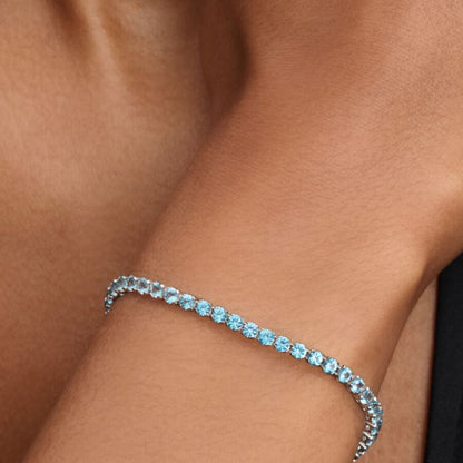 Sterling Silver Light Blue Tennis Bracelet