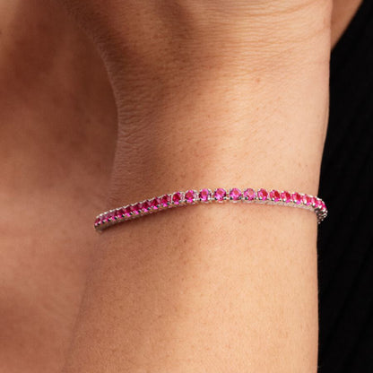 Sterling Silver Pink Tennis Bracelet