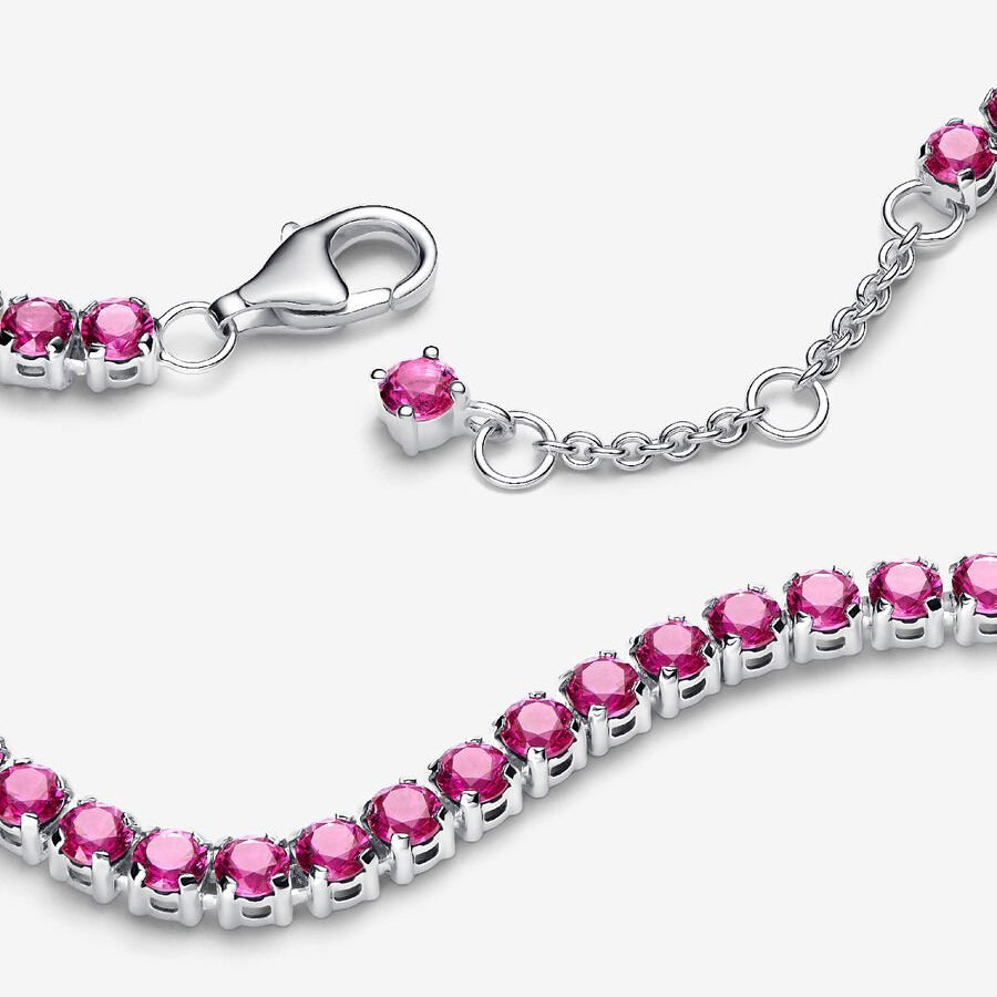 Sterling Silver Pink Tennis Bracelet