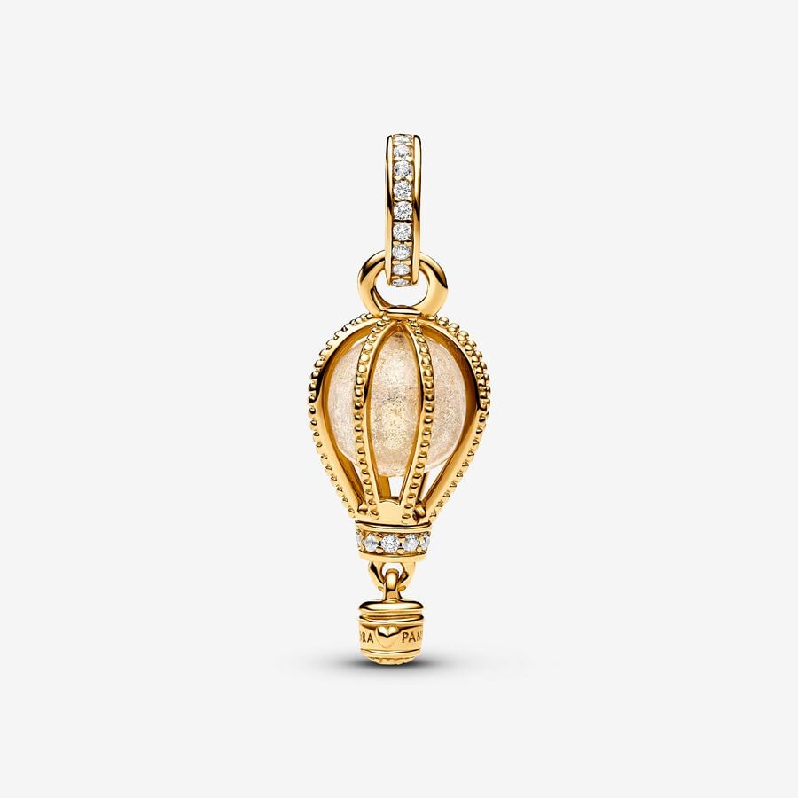 Gold Hot Air Balloon Charm