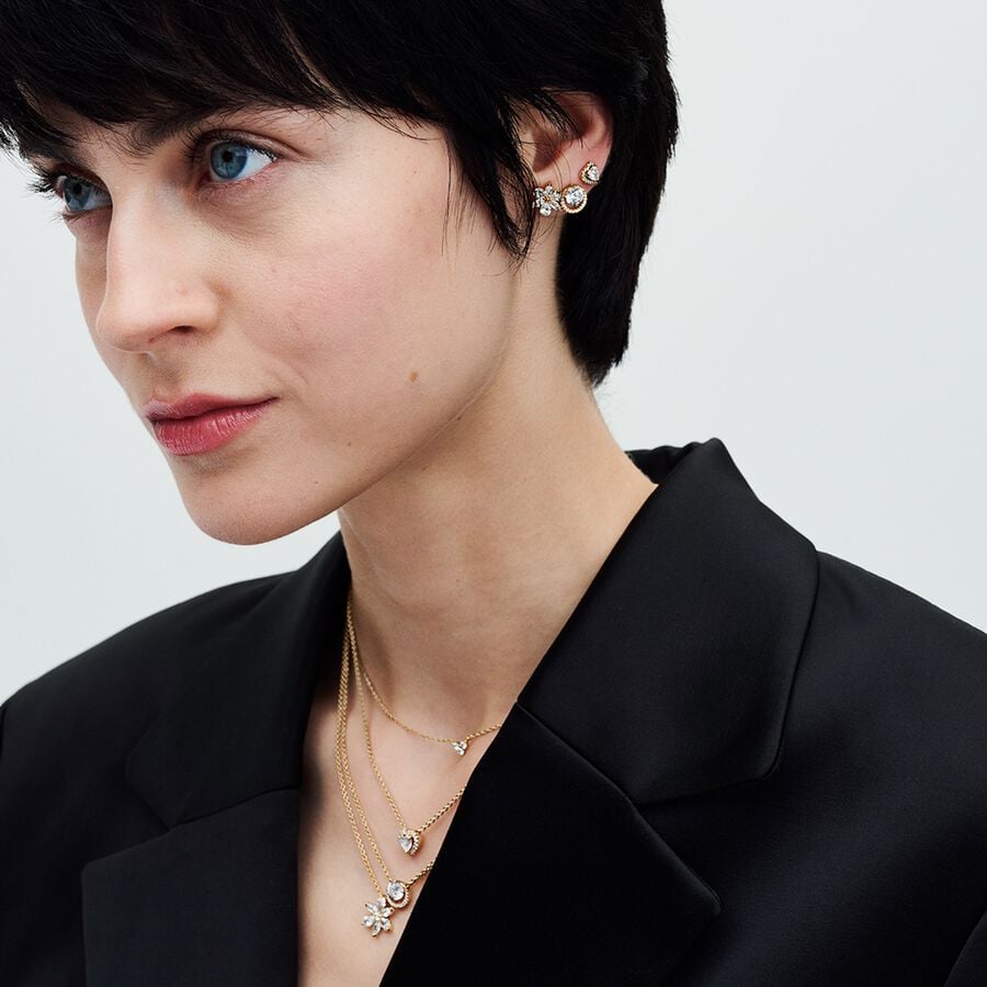 Sparkling Elevated Heart Stud Earrings