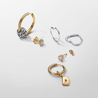 Sparkling Elevated Heart Stud Earrings
