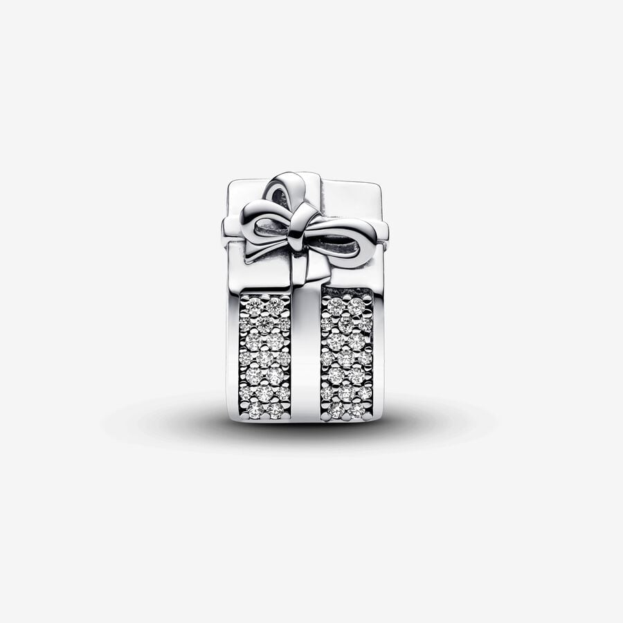 Holiday Gift Box Silver Charm