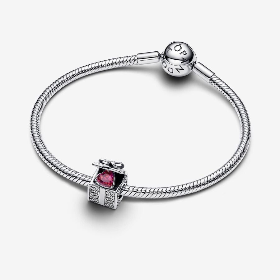 Holiday Gift Box Silver Charm