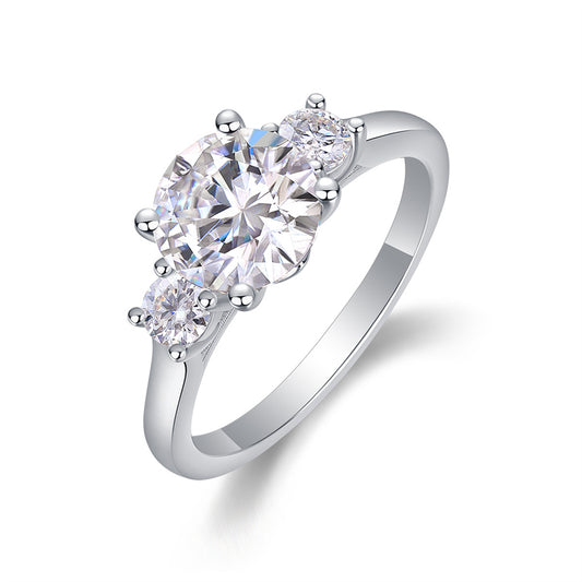 Sparkling Round Moissanite Ring in Sterling Silver