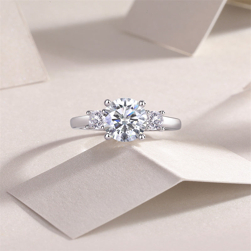 Sparkling Round Moissanite Ring in Sterling Silver