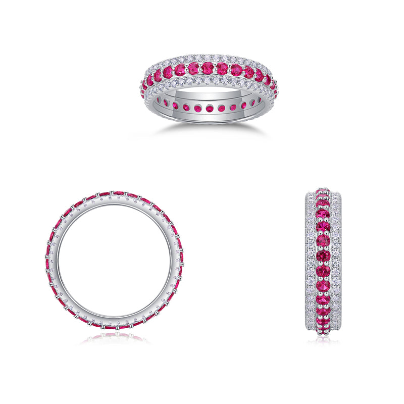 Sparkling Silver Ring with Moissanite and Ruby