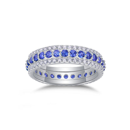 Sparkling Silver Ring with Moissanite and Ruby