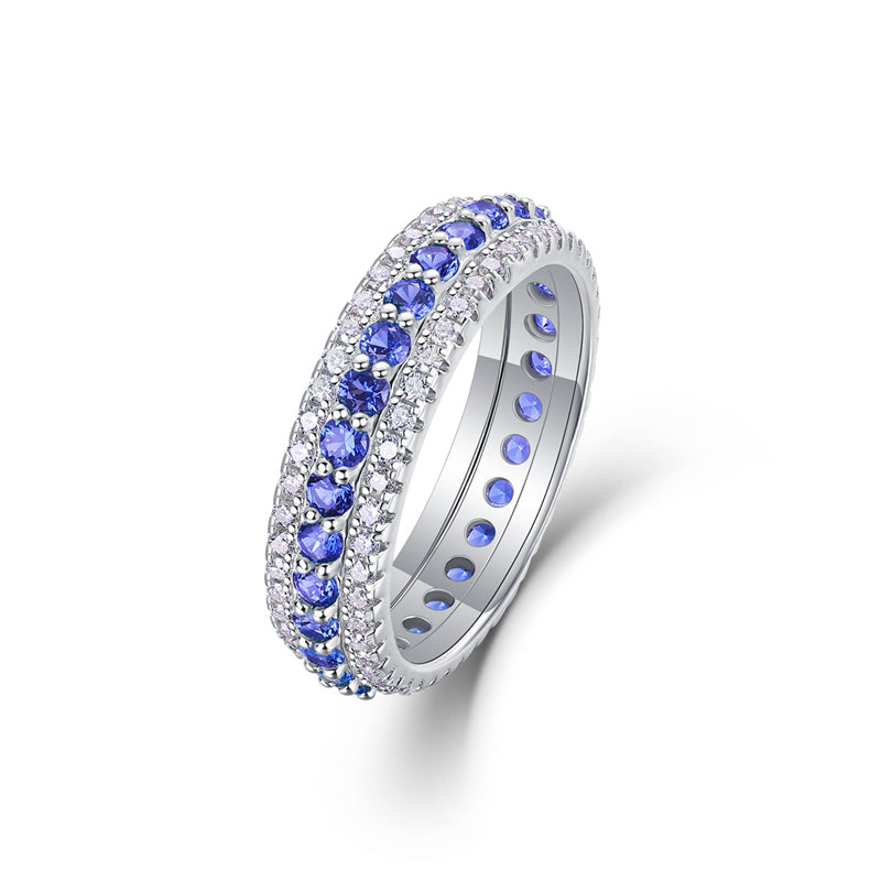 Sparkling Silver Ring with Moissanite and Ruby