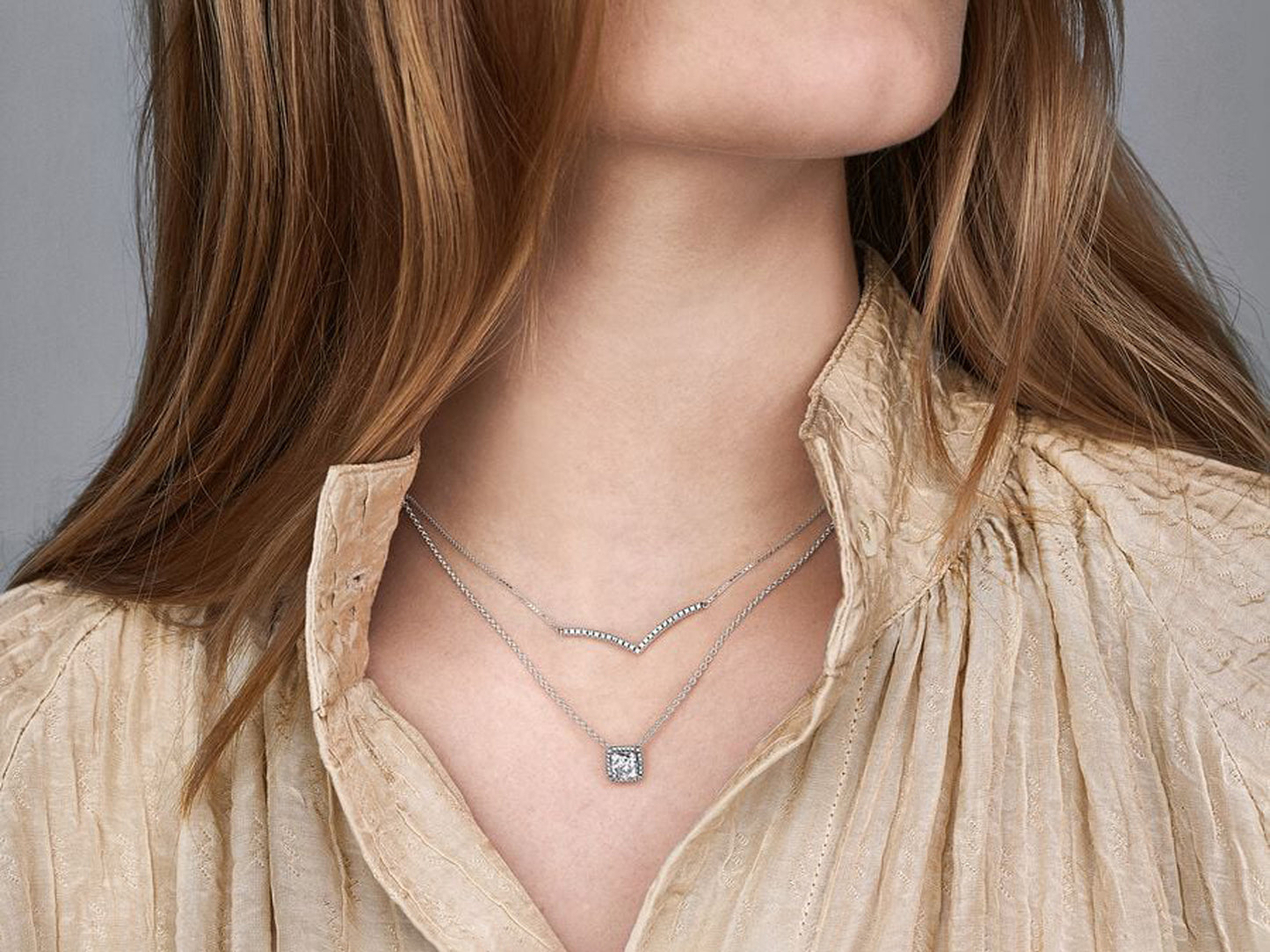 Square Sparkle Halo Necklace