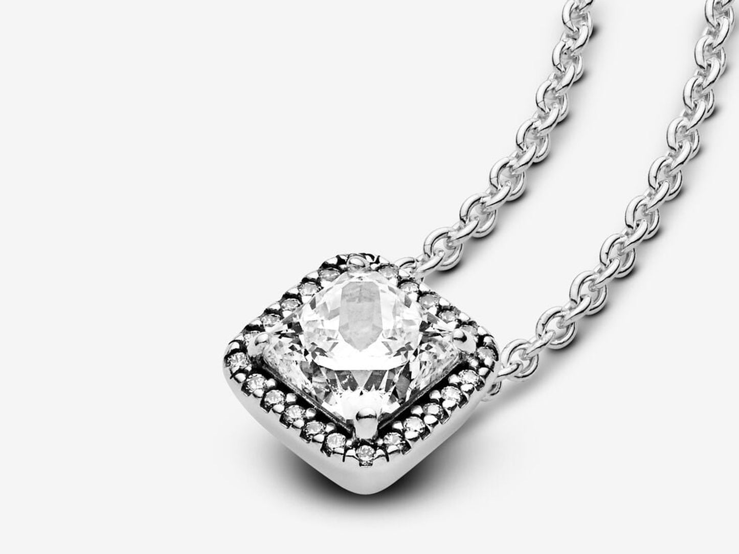 Square Sparkle Halo Necklace