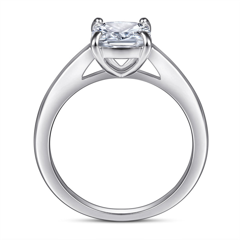 Square Cut Zircon Solitaire Ring - 925 Sterling Silver Minimalist Statement Jewelry