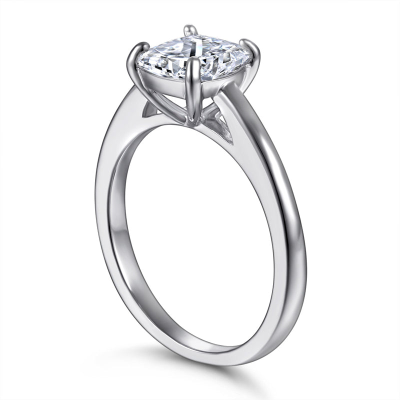 Square Cut Zircon Solitaire Ring - 925 Sterling Silver Minimalist Statement Jewelry