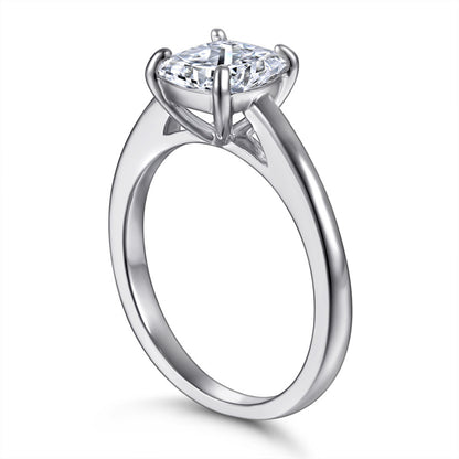 Square Cut Zircon Solitaire Ring - 925 Sterling Silver Minimalist Statement Jewelry