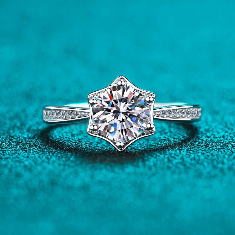 Star Solitaire Moissanite Ring - 925 Sterling Silver Cherry & Persimmon Knuckle Ring