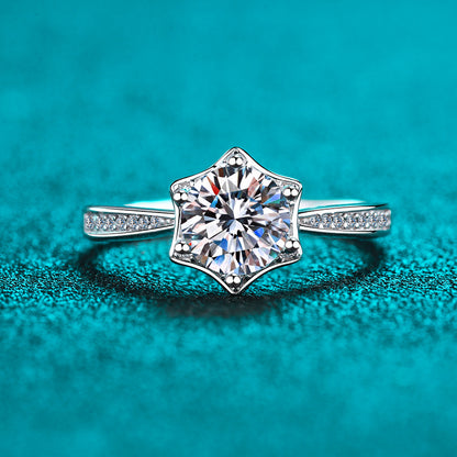 Star Solitaire Moissanite Ring - 925 Sterling Silver Cherry & Persimmon Knuckle Ring