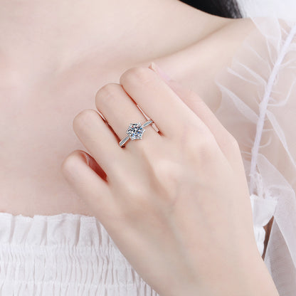 Star Solitaire Moissanite Ring - 925 Sterling Silver Cherry & Persimmon Knuckle Ring