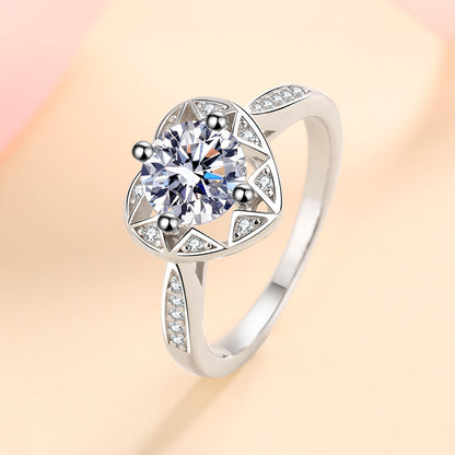 Star Whisper Wish Moissanite Engagement Ring - 925 Sterling Silver with Cultural Motifs