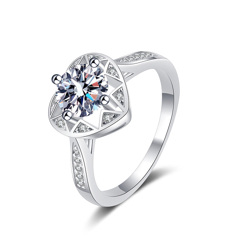 Star Whisper Wish Moissanite Engagement Ring - 925 Sterling Silver with Cultural Motifs