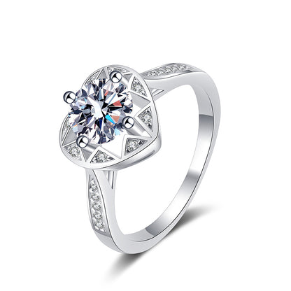 Star Whisper Wish Moissanite Engagement Ring - 925 Sterling Silver with Cultural Motifs