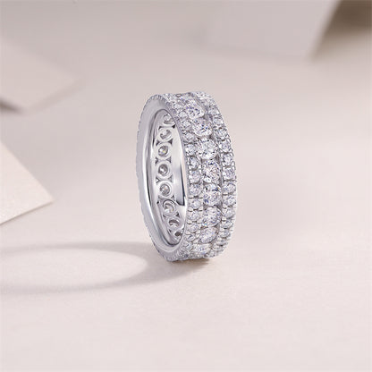 Stunning 925 Silver Band Featuring Mixed Moissanite