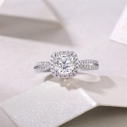 Stunning Square Moissanite Ring in 925 Silver