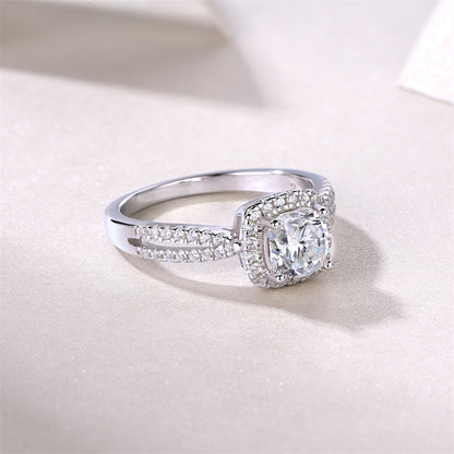 Stunning Square Moissanite Ring in 925 Silver