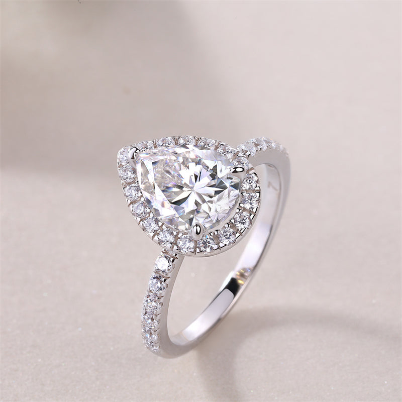 Stunning Teardrop Moissanite Ring in 925 Silver