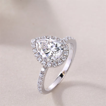 Stunning Teardrop Moissanite Ring in 925 Silver