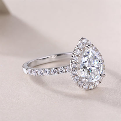 Stunning Teardrop Moissanite Ring in 925 Silver