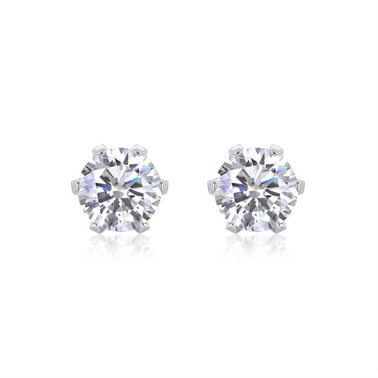 Stylish 925 Silver Moissanite Earrings with Geometric Accents