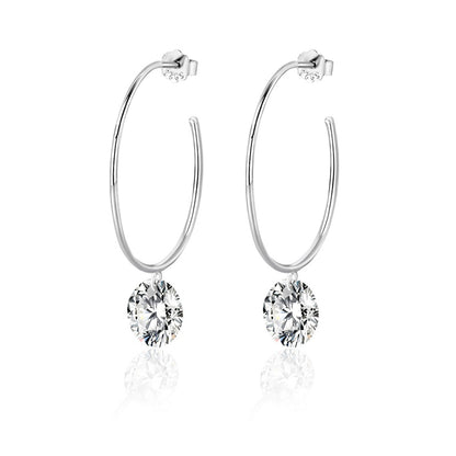 Stylish 925 Silver Moissanite Geometric Earrings