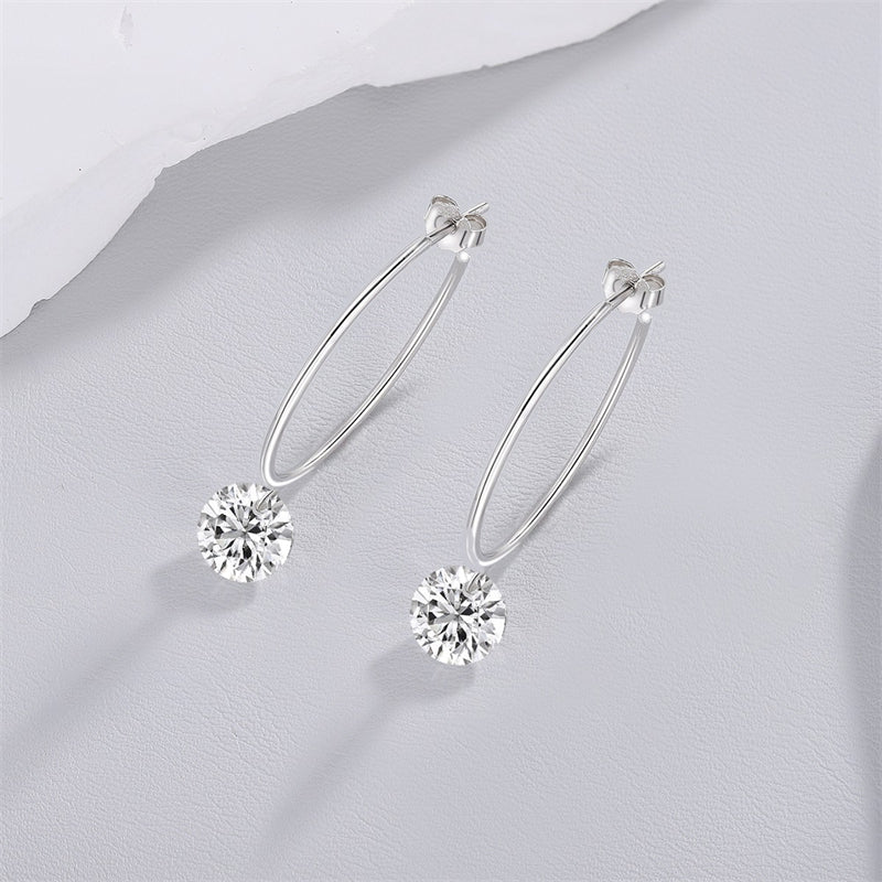 Stylish 925 Silver Moissanite Geometric Earrings