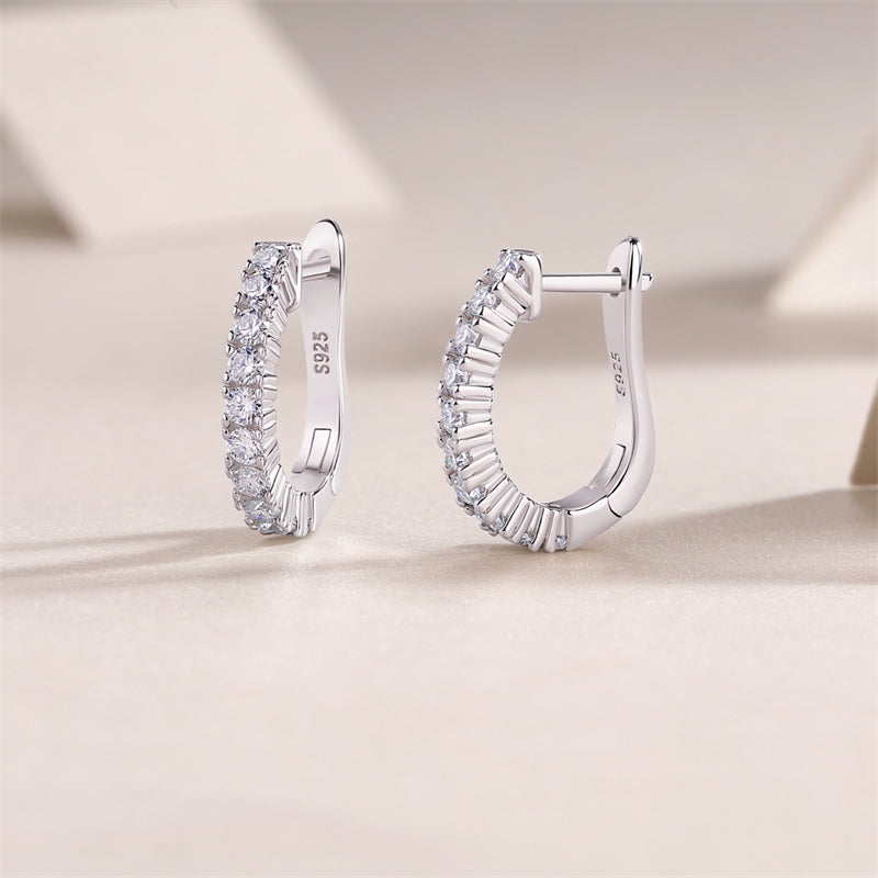Stylish 925 Silver Moissanite Geometric Earrings