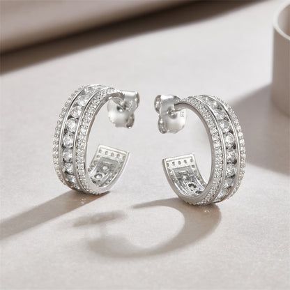 Stylish 925 Silver Moissanite Geometric Earrings