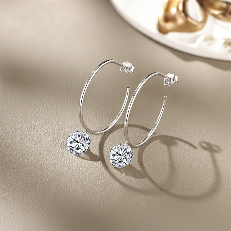 Stylish 925 Silver Moissanite Geometric Earrings