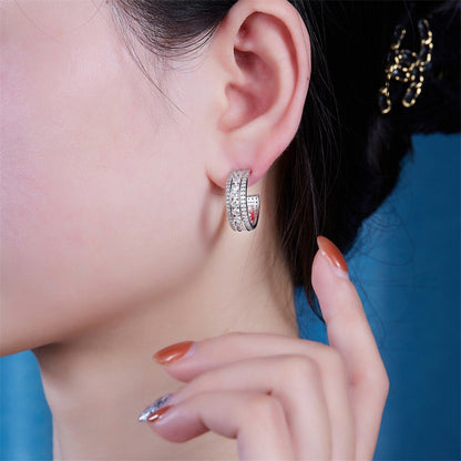 Stylish 925 Silver Moissanite Geometric Earrings
