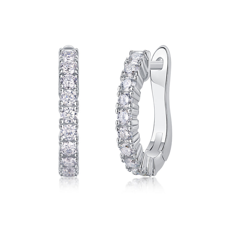 Stylish 925 Silver Moissanite Geometric Earrings