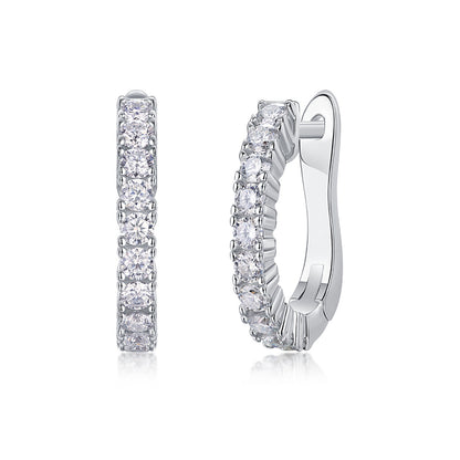 Stylish 925 Silver Moissanite Geometric Earrings