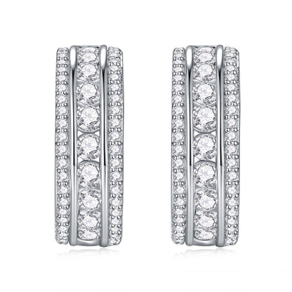 Stylish 925 Silver Moissanite Geometric Earrings