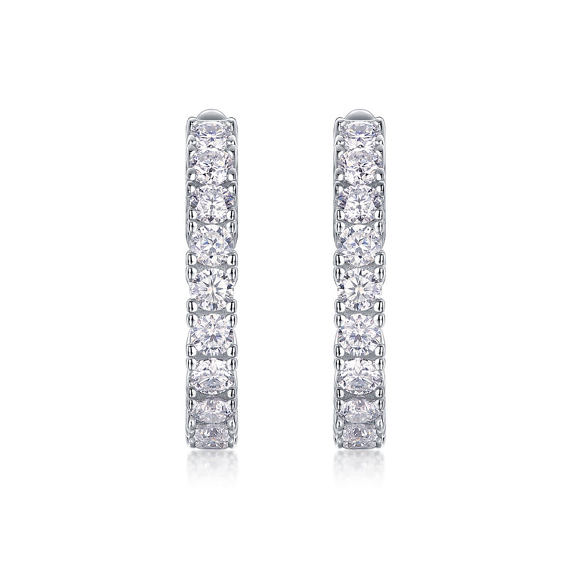 Stylish 925 Silver Moissanite Geometric Earrings