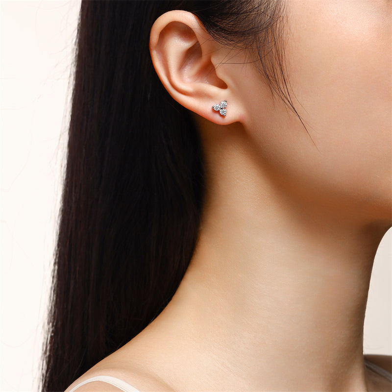 Stylish Flower Diamond Stud Earrings