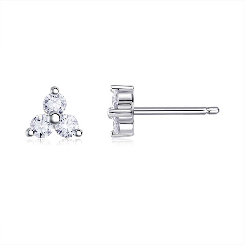 Stylish Flower Diamond Stud Earrings