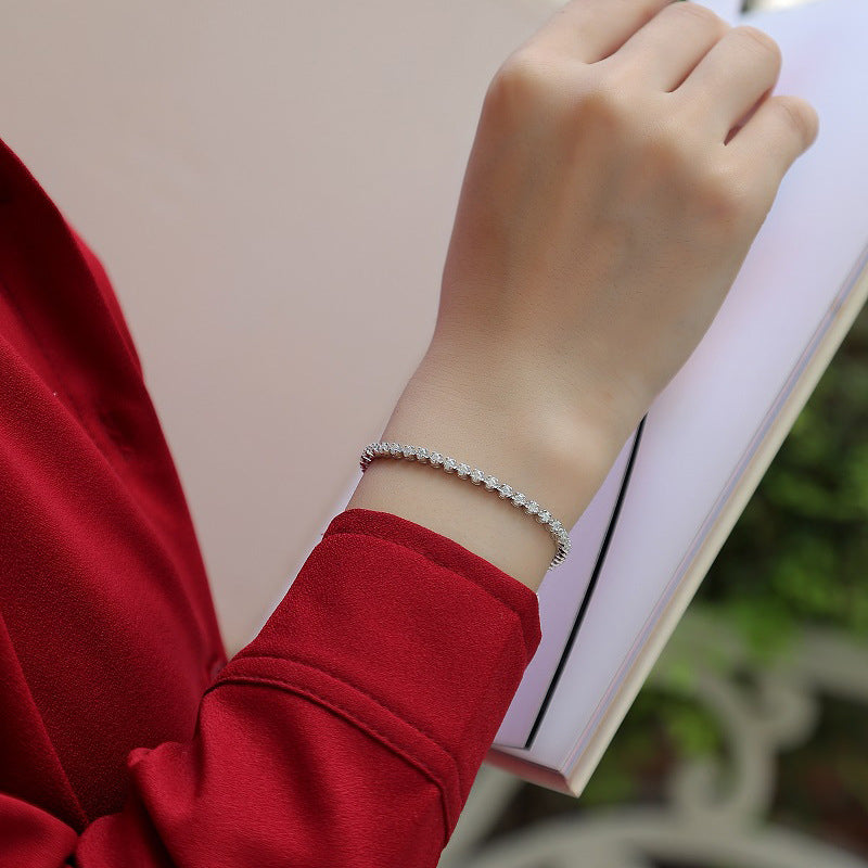 Stylish Round Moissanite Bracelet 925 Silver Ideal for Office Wear