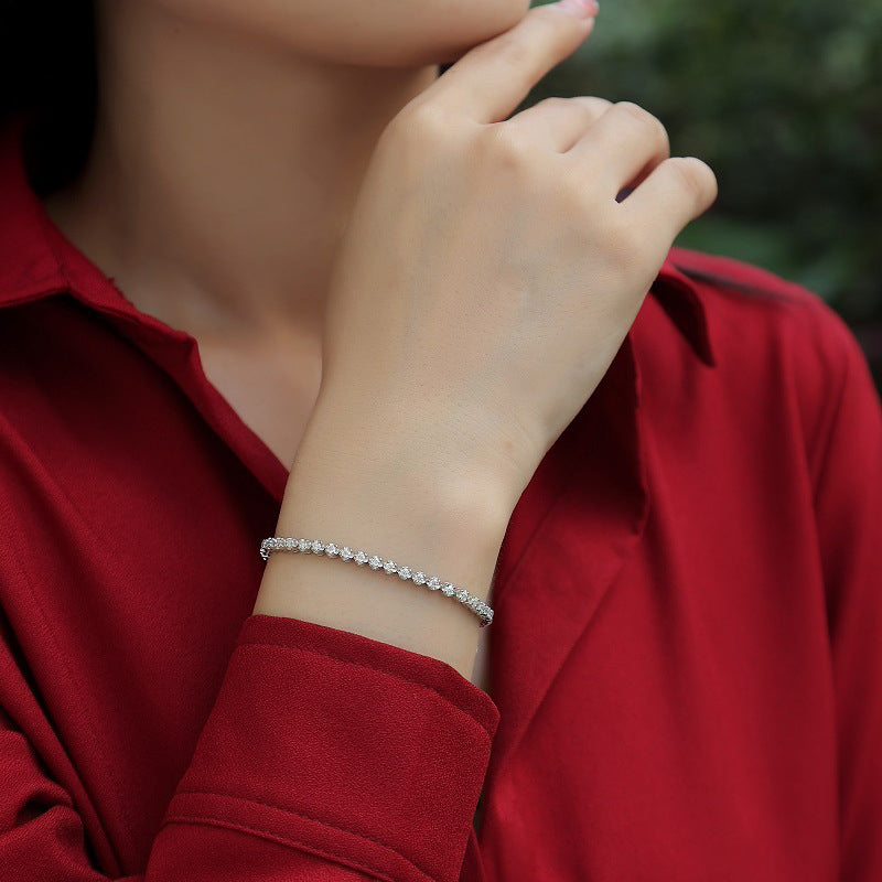 Stylish Round Moissanite Bracelet 925 Silver Ideal for Office Wear